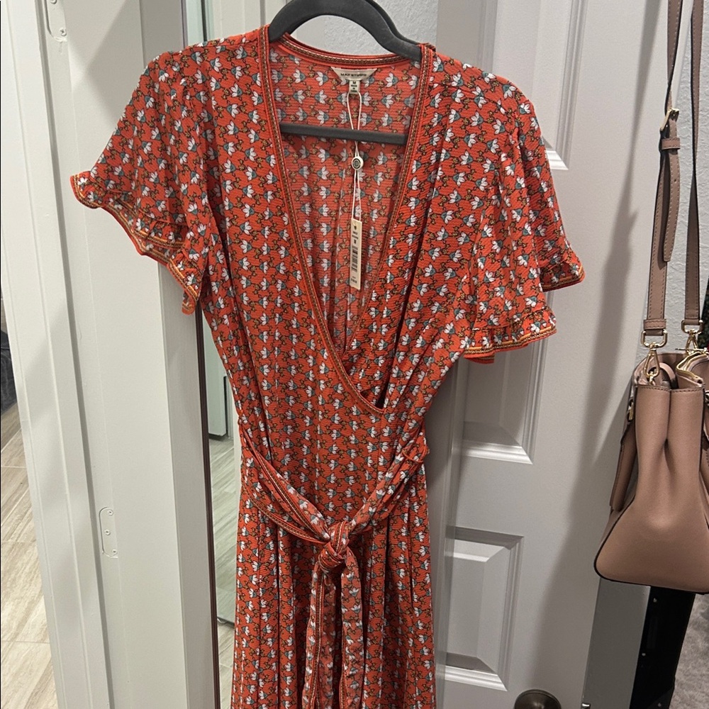 Max Studio Red Floral Midi Dress